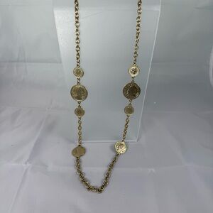 Vintage Balboa Sailing Ship Gold Tone Coins Necklace Belt